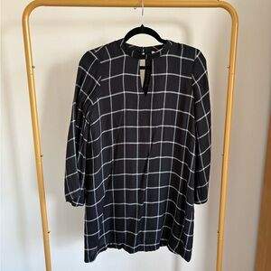 LOFT Black and White Plaid Top